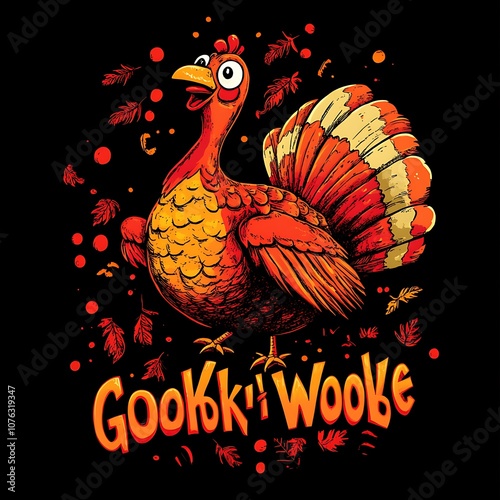 Whimsical turkey character brings joyful vibes with its playful design and vibrant colors photo