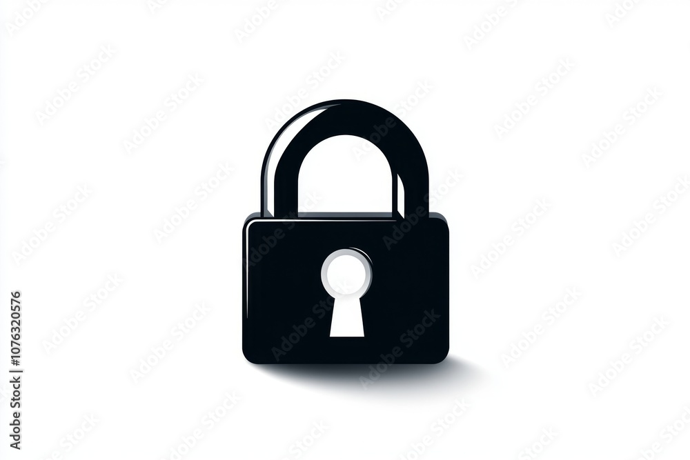 Lock icon in black and white minimalist style, capturing security with bold simplicity Lock icon in black and white minimalist style, capturing security with bold simplicity