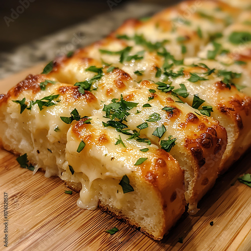 Cheesy garlic bread with buttery pull apart layers, topped with fresh herbs, is delicious and comforting dish perfect for sharing