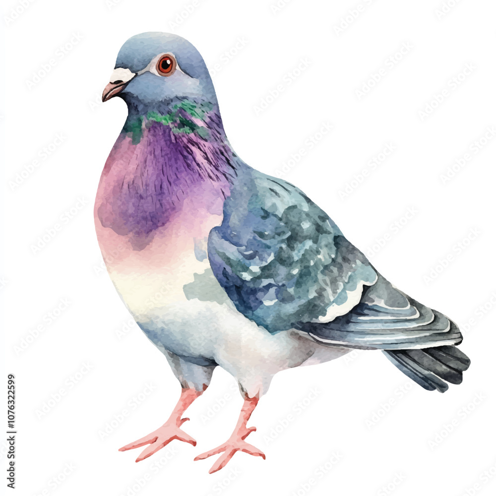 Naklejka premium cute Pigeon watercolor clipart illustration isolated