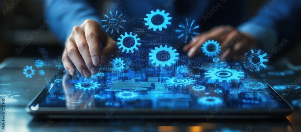 Digital Gears on Tablet. Digital Gears on Tablet.