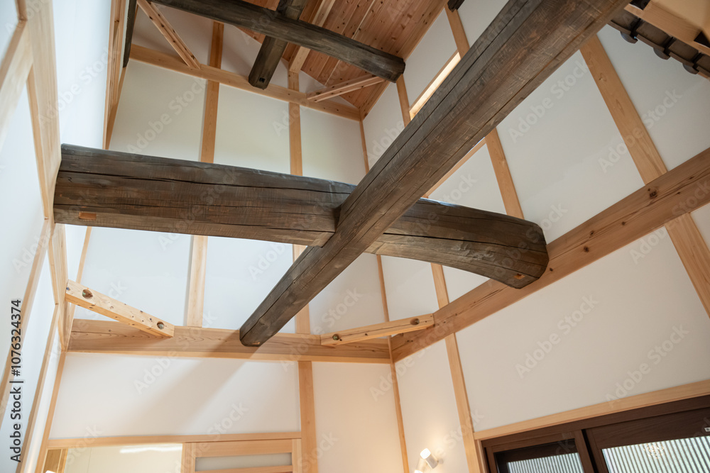 Obraz premium 梁のある美しい住宅 