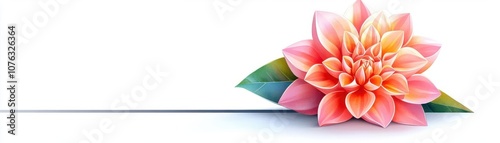 Geometric flower, symmetrical petals, angular lines, Watercolor style