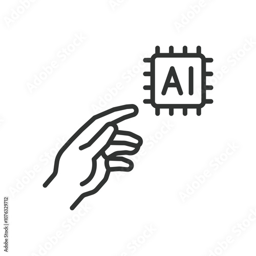 AI god, icon in line design. AI, god, power, intelligence, divine, machine, technology on white background vector. AI god editable stroke icon