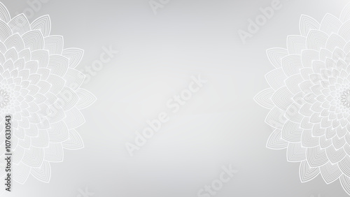 Round mandala on dreamy peach fuzz gradient background. Translucent mesh pattern in the form of a mandala. Mandala with floral patterns.Gradient background with round mandala.Vishal 