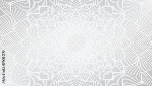 Round mandala on dreamy peach fuzz gradient background. Translucent mesh pattern in the form of a mandala. Mandala with floral patterns.Gradient background with round mandala.Vishal 