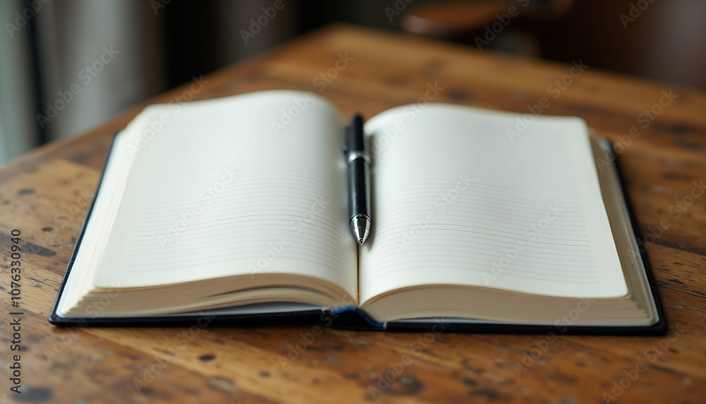 Cozy winter self-care ritual: A blank journal awaits your thoughts by the warmth of the fireplace in a rustic cabin setting Cozy winter self-care ritual: A blank journal awaits your thoughts by the warmth of the fireplace in a rustic cabin setting