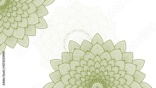Round mandala on dreamy peach fuzz gradient background. Translucent mesh pattern in the form of a mandala. Mandala with floral patterns.Gradient background with round mandala.Vishal 