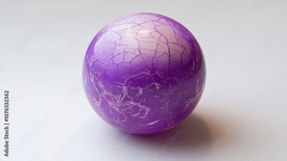 small round purple rubber ball with white and lilac marbled pattern, resting on smooth surface small round purple rubber ball with white and lilac marbled pattern, resting on smooth surface