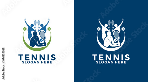 Tennis Sport Logo Designs Template, Tennis Player logo vector, Tennis Club logo design icon