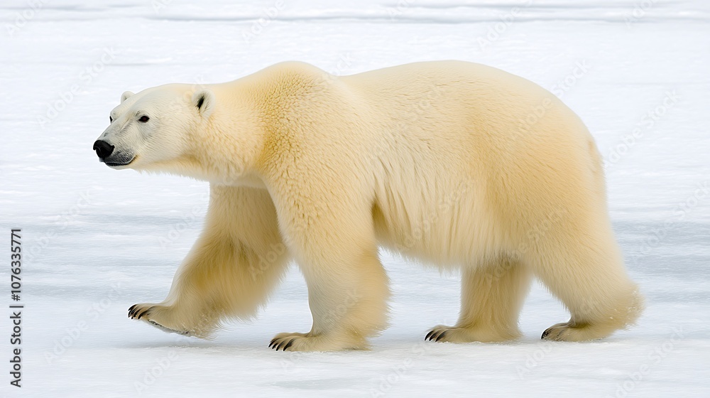 A Polar Bear Walking Across Snowy Terrain A Polar Bear Walking Across Snowy Terrain