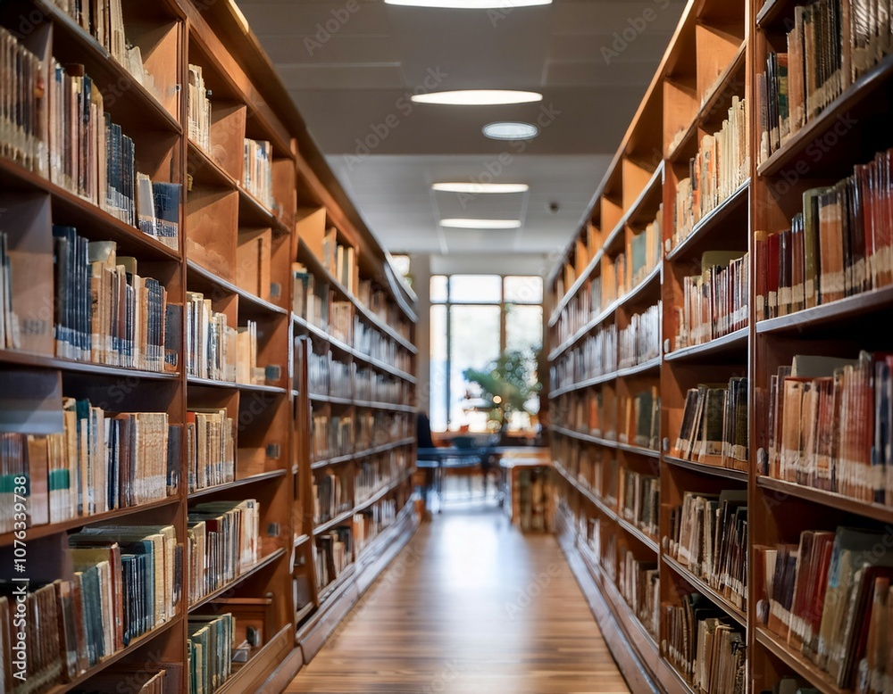 Library featuring rows of books, reading spaces, and educational resources representing knowledge, learning, and research. Library featuring rows of books, reading spaces, and educational resources representing knowledge, learning, and research.