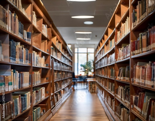 Library featuring rows of books, reading spaces, and educational resources representing knowledge, learning, and research.