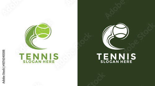 Power Ball Tennis logo vector, Tennis Sport Logo Designs Template with Swoosh ball tennis vector icon