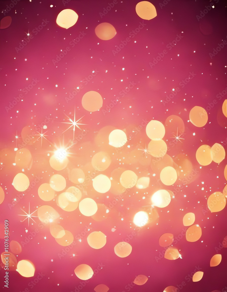 Abstract blurred bokeh warm lights on pink background - festive Christmas and new year holiday template with glittering defocused stars and sparkling Abstract blurred bokeh warm lights on pink background - festive Christmas and new year holiday template with glittering defocused stars and sparkling