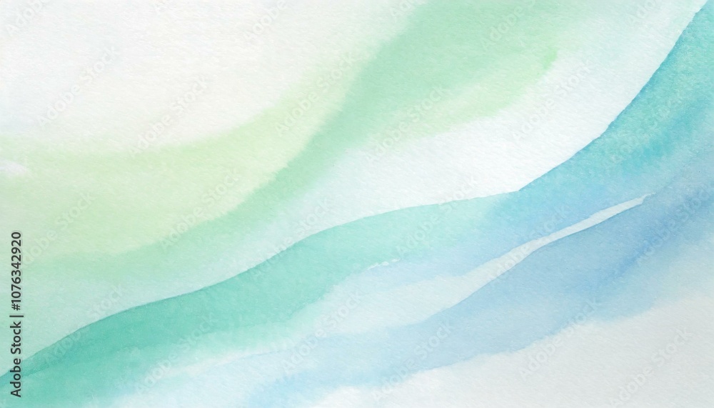 Refreshing abstract watercolor painting in blue and green