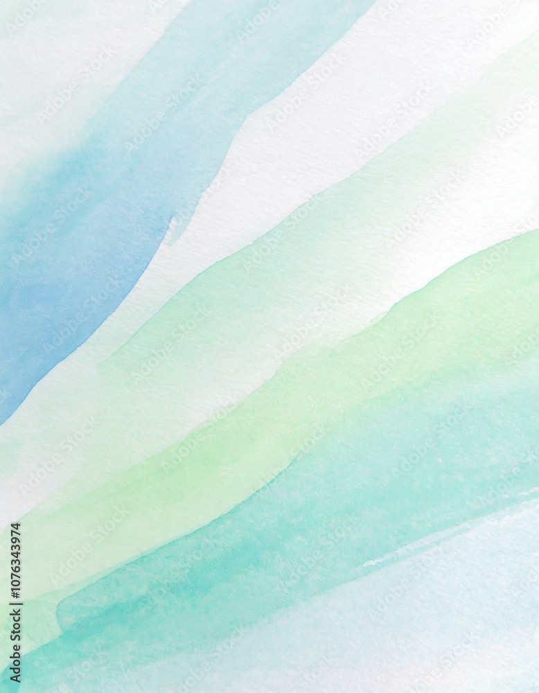 Refreshing abstract watercolor painting in blue and green