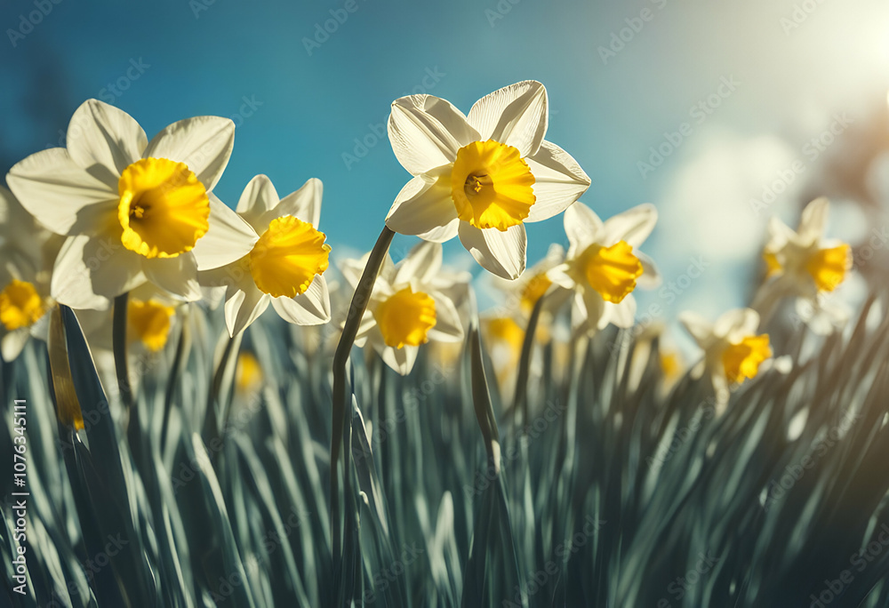 sun nature blue sky daffodils summer field springtime outdoors daffodil plant sun nature blue sky daffodils summer field springtime outdoors daffodil plant