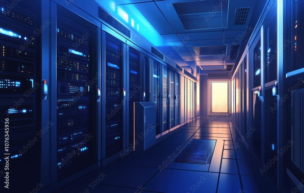 Server Room Interior. Server Room Interior.