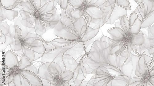 Wallpaper Mural Abstract Grey Floral Pattern with Delicate Lines Torontodigital.ca
