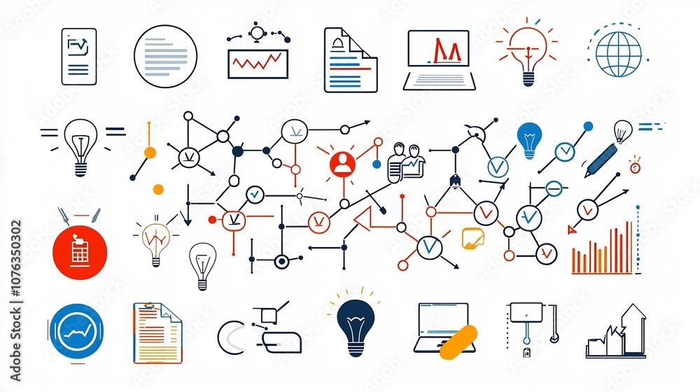 Elegant thin line icons portraying the key elements of corporate organization including leadership networking and company structure Elegant thin line icons portraying the key elements of corporate organization including leadership networking and company structure