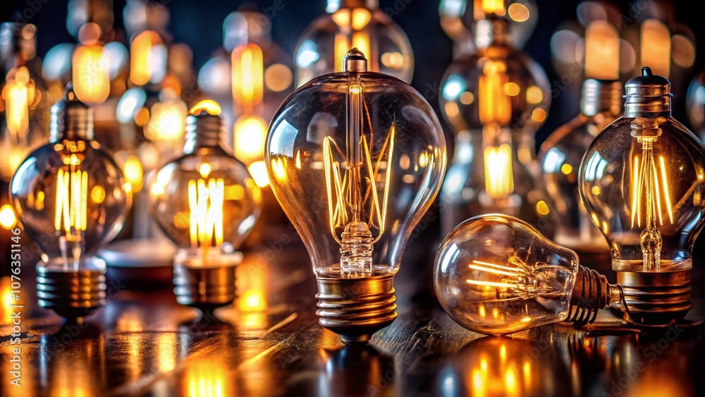 A Stunning Display of Various Light Bulbs with Unique Filament Designs Illuminated Against a Dark Backdrop Showcasing the Art of Illumination and Vintage Aesthetics A Stunning Display of Various Light Bulbs with Unique Filament Designs Illuminated Against a Dark Backdrop Showcasing the Art of Illumination and Vintage Aesthetics