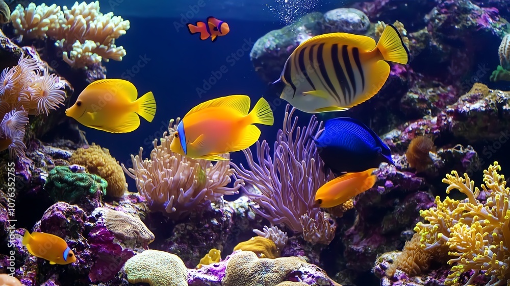 Fototapeta premium Explore Vibrant Marine Life in a Coral Reef Habitat