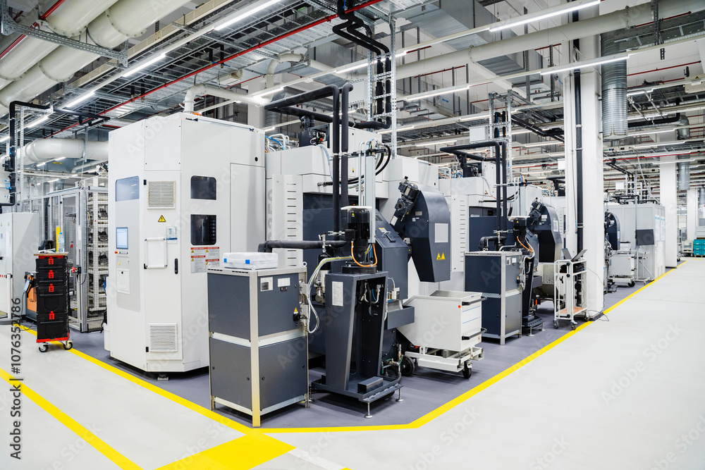Modern machinery on shop floor in a factory Modern machinery on shop floor in a factory