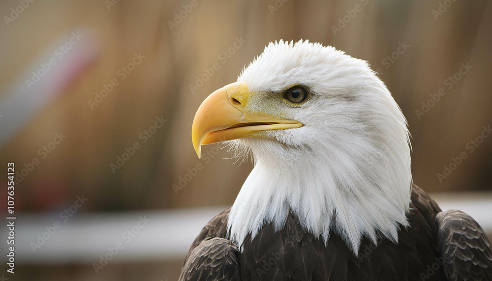 Obraz premium Bald eagle portrait, head and shoulders, side view