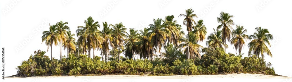 Lush Tropical Island with Palm Trees and Foliage Lush Tropical Island with Palm Trees and Foliage