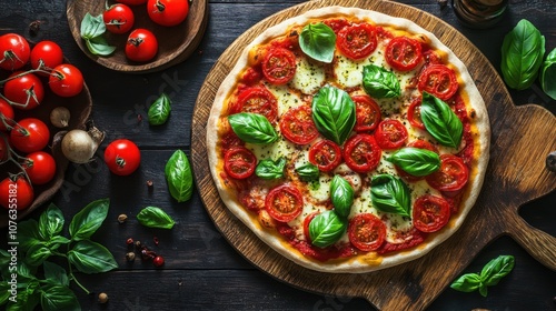 Margherita pizza basil. Generative AI