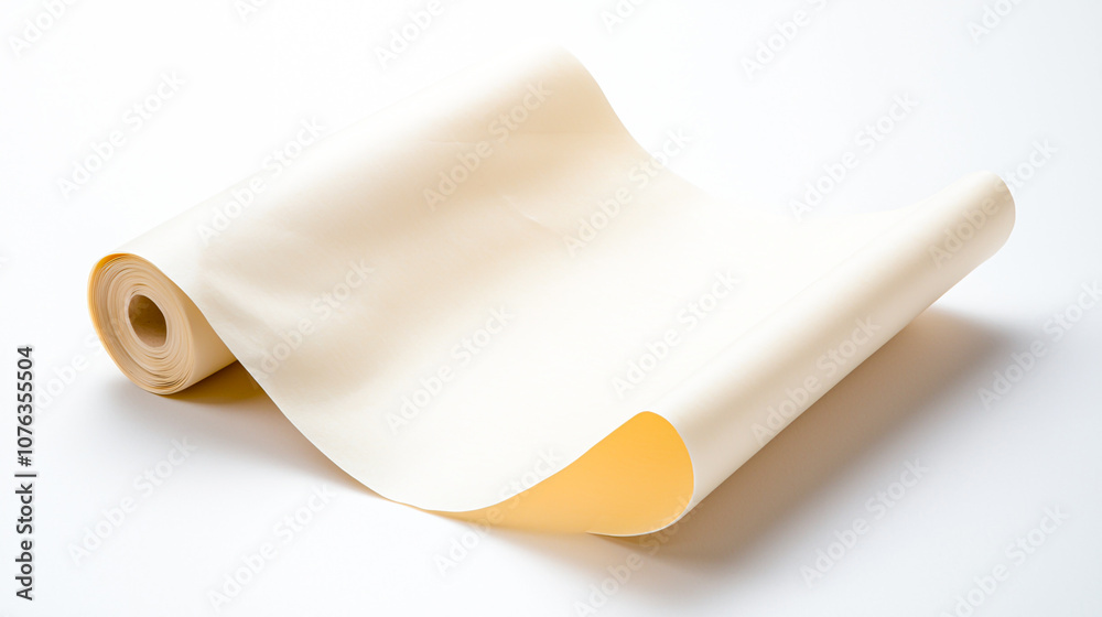 Fototapeta premium Smooth Cream Paper Roll on White Surface