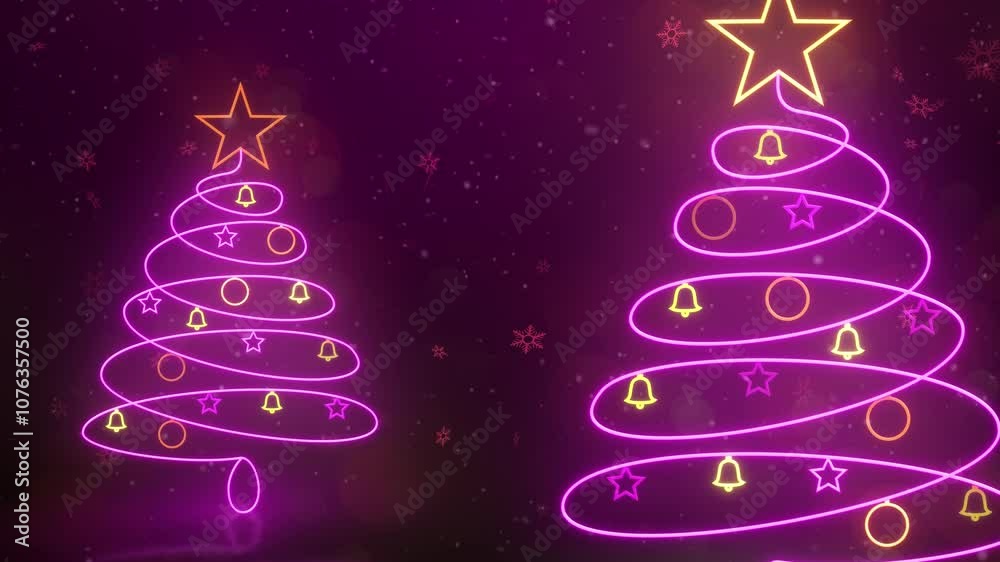 Glowing Christmas Tree with falling Snowflakes Background Loop Glowing Christmas Tree with falling Snowflakes Background Loop