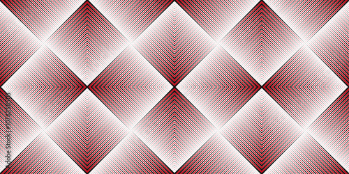 Red and black geometric seamless patterns: abstract rhombus and op line art vector illustration.