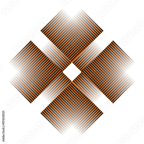 Brown and black geometric patterns: abstract rhombus and op line art vector illustration.