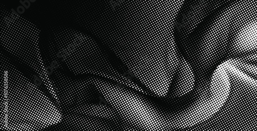 Halftone Wave Texture Background. Retro Comic-Style Pop Art Design. Black and White Abstract Wavy Wallpaper. Vector Illustration.