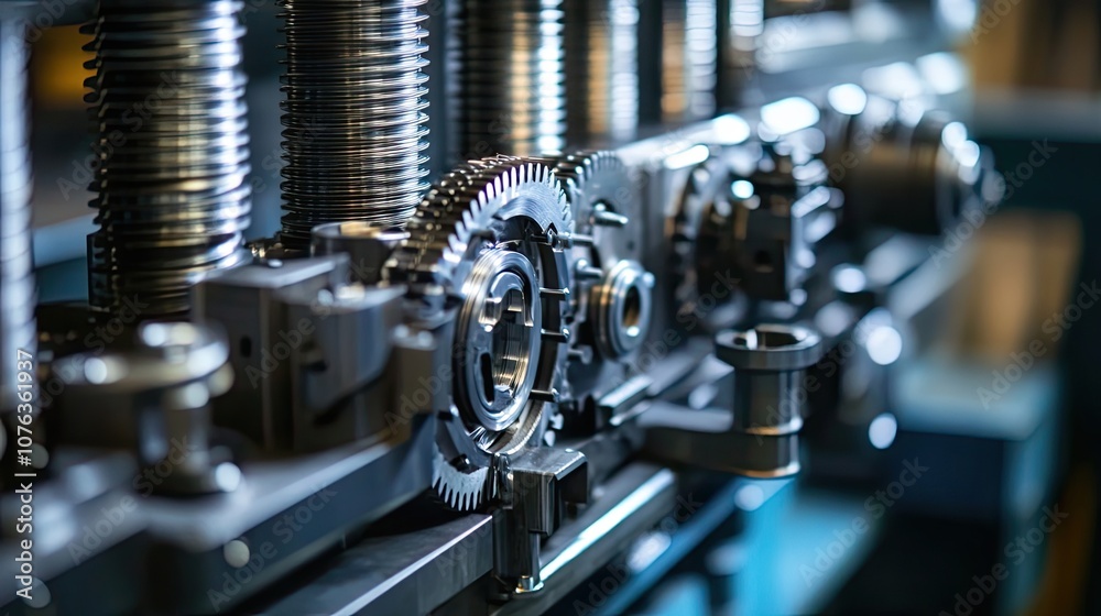 Close-up of Industrial Machinery with Gears and Metal Components Close-up of Industrial Machinery with Gears and Metal Components