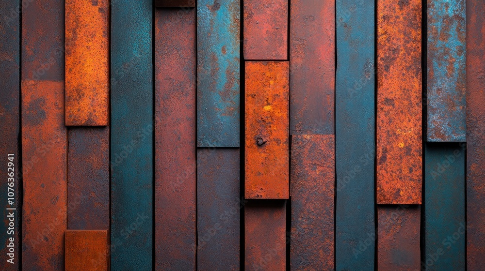 Explore the artistic fusion of rust and in a captivating metal panel composition Explore the artistic fusion of rust and in a captivating metal panel composition