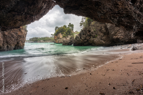 Fototapeta Naklejka Na Ścianę i Meble -  Spiaggia di Cala Maramozza, Fiascherino, comune di Lerici, provincia di La Spezia, Liguria, Italia, Europa