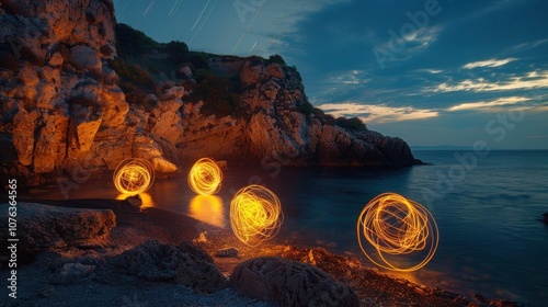 Light Painting on the Sea photo