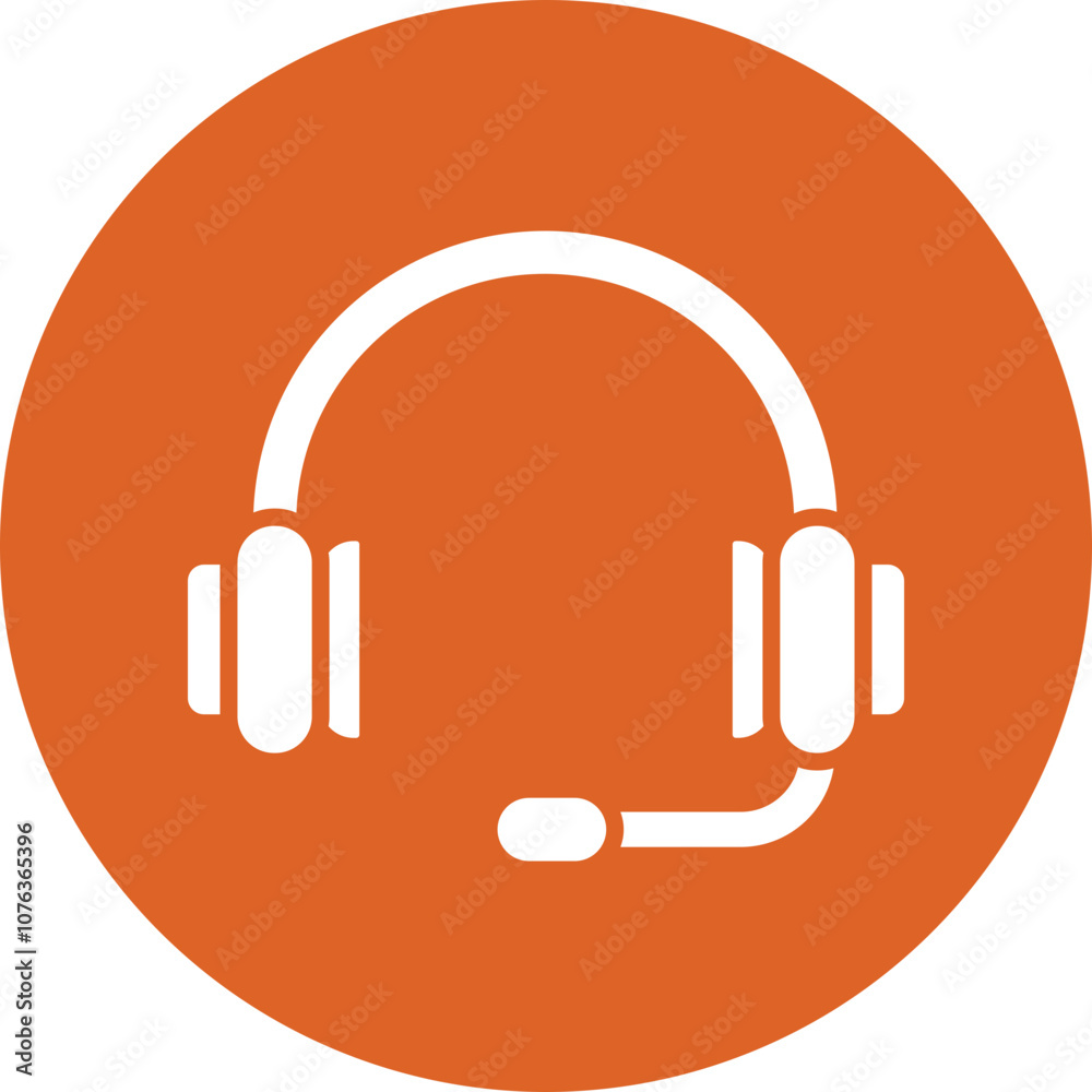 Headphones with Mic glyph circle icon Headphones with Mic glyph circle icon