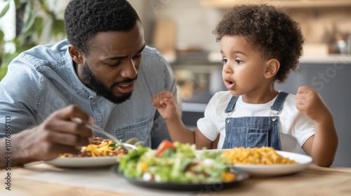 Father and Son Enjoying Meal