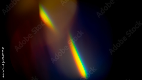Iridescent highlights on a black background. to overlay and create a bright, sunny and interesting picture