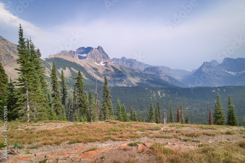 highline trail to swiftcurrent pass, Pass Bulhead lake, Glacier national park, Montana, USA. photo