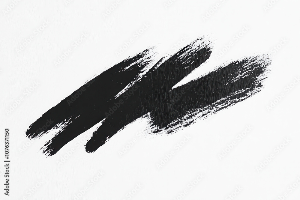Minimalist Black Brush Stroke Art on White Background: A Study in Abstract Expression