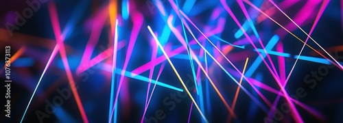 Abstract Neon Lines Intersecting in a Dark Background