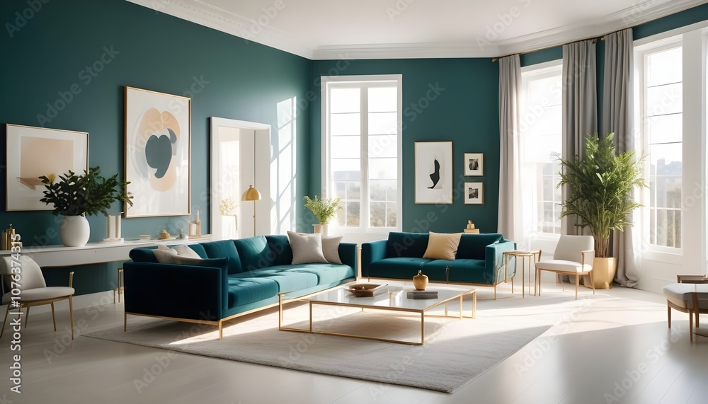 Fototapeta premium Photo interior modern design room 3d illustration