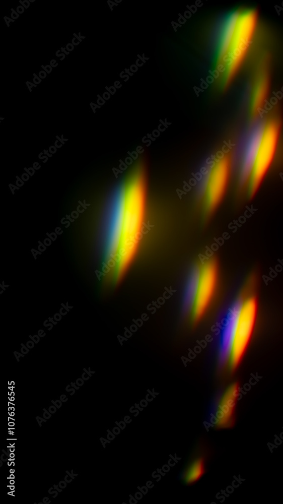 Iridescent highlights on a black background. to overlay and create a bright, sunny and interesting picture Iridescent highlights on a black background. to overlay and create a bright, sunny and interesting picture