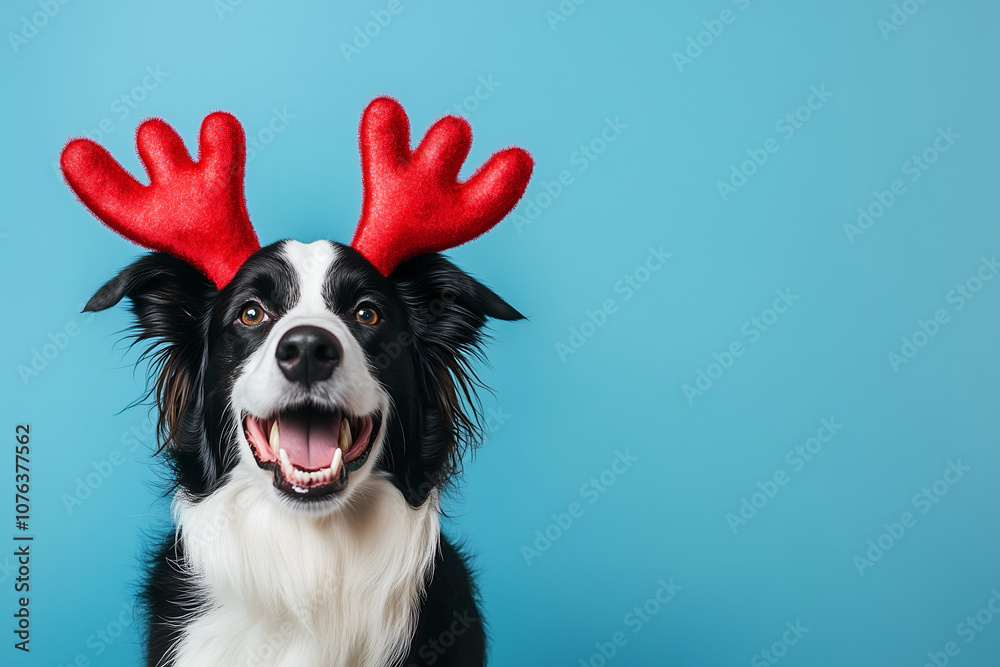 Festive Dog with Reindeer Antlers Festive Dog with Reindeer Antlers