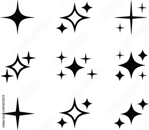 sparkles icon bundle vector Sparkle star icon, set of star sparkles icons